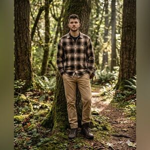 Kuhl Brown, Black & Cream Plaid Shirt